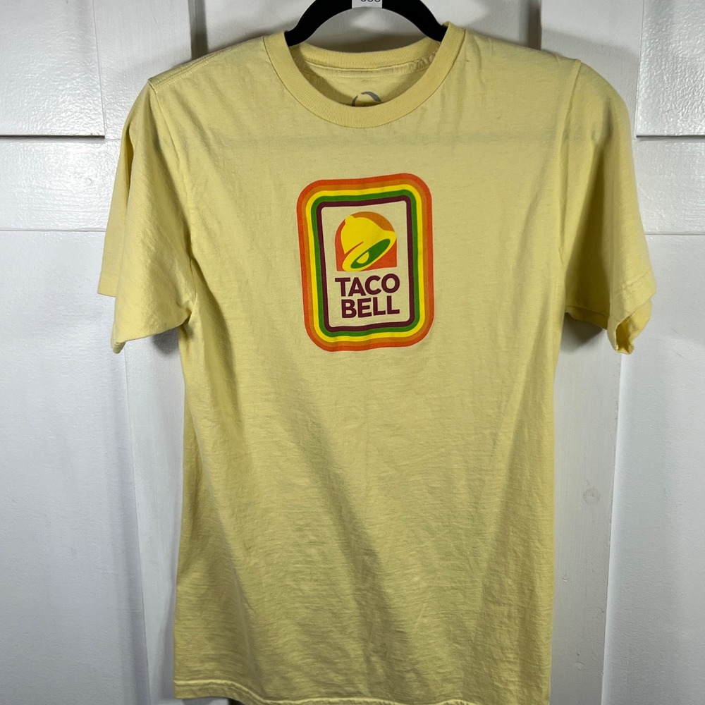 Taco Bell Ripple Junction Retro Logo Graphic T-Shirt Yellow Unisex Medium